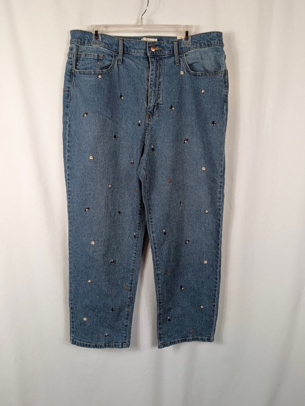 Universal Thread Denim Blue Jeans Vintage Straight Floral Embroidered Sz 16 NEW